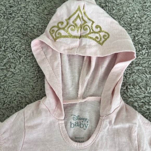 Disney Baby Pink Aurora Hooded Crown Bodysuit Onesie - Picture 2 of 4